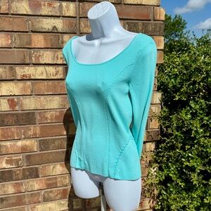 Cyrus Aqua 3/4 Sleeve Sweater, Size S; laces up back
